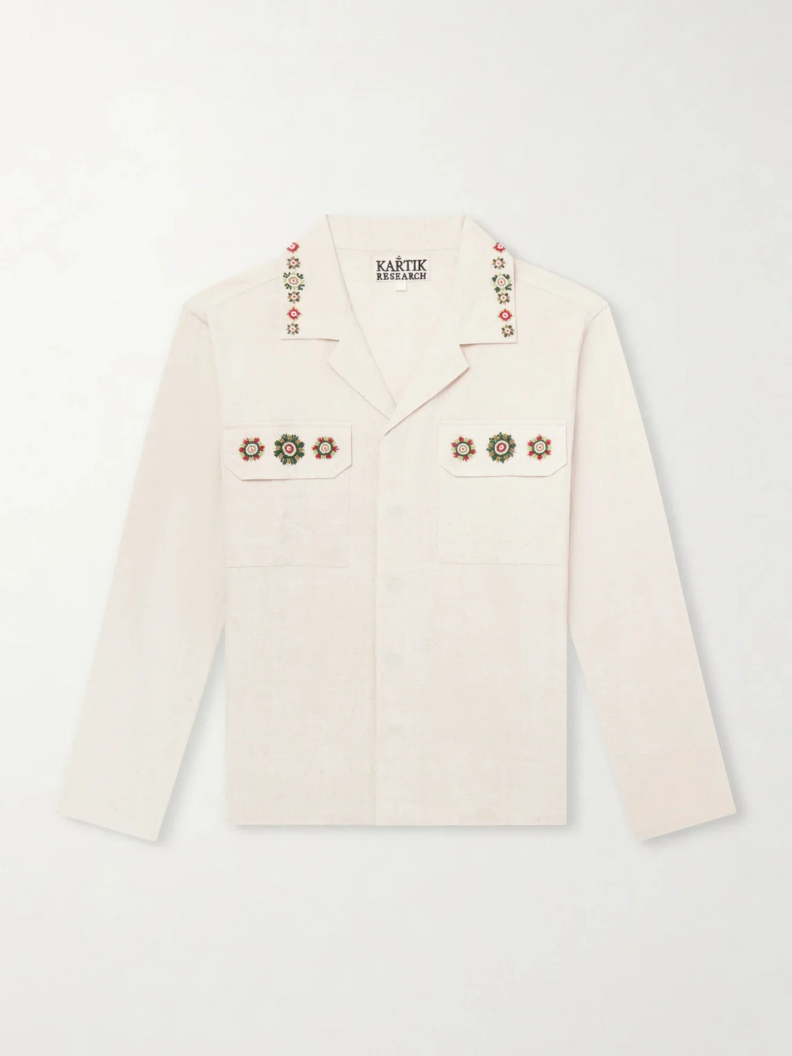 Surya Camp-Collar Embroidered Cotton Shirt - 1