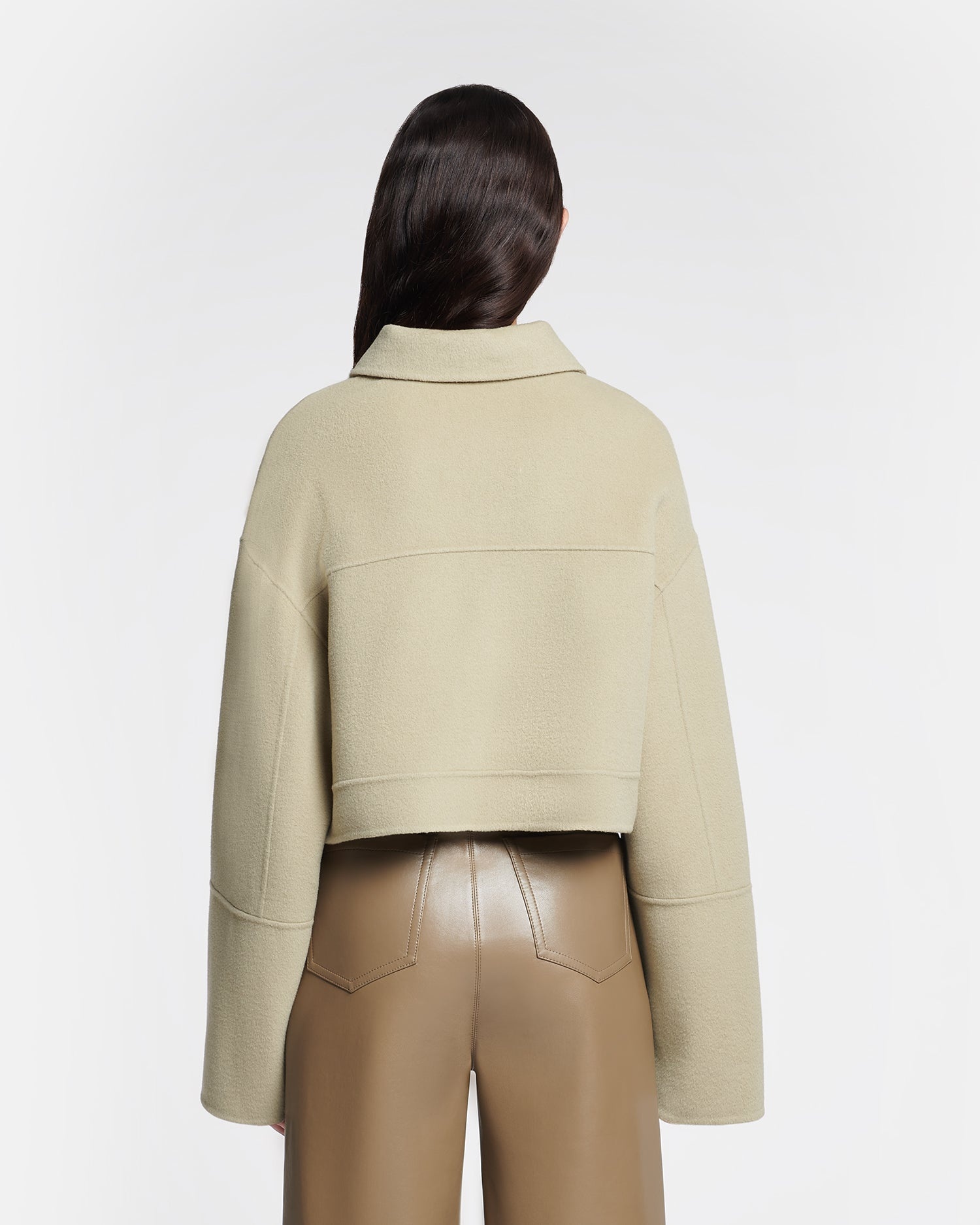 Cropped Double Wool And Silk Jacket - 3