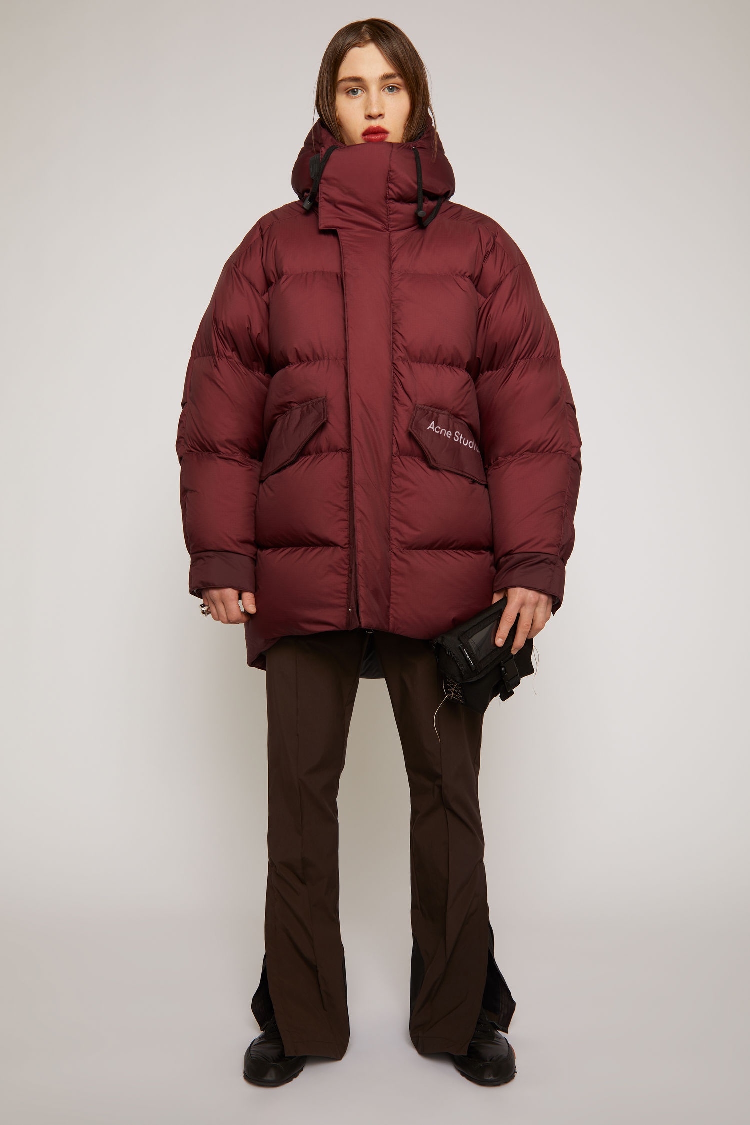 Hooded down coat burgundy - 2