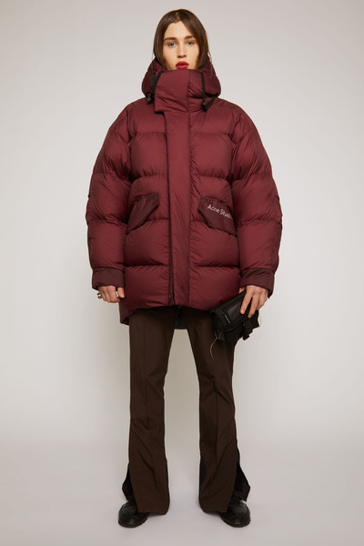 Acne Studios Hooded down coat burgundy outlook