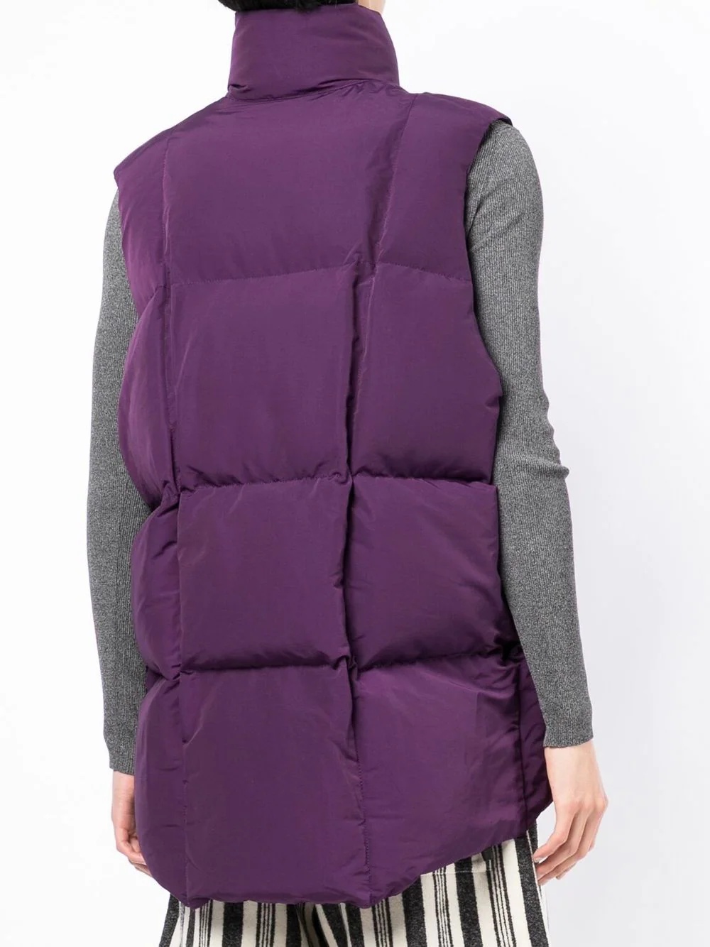 quilted funnel neck gilet - 4