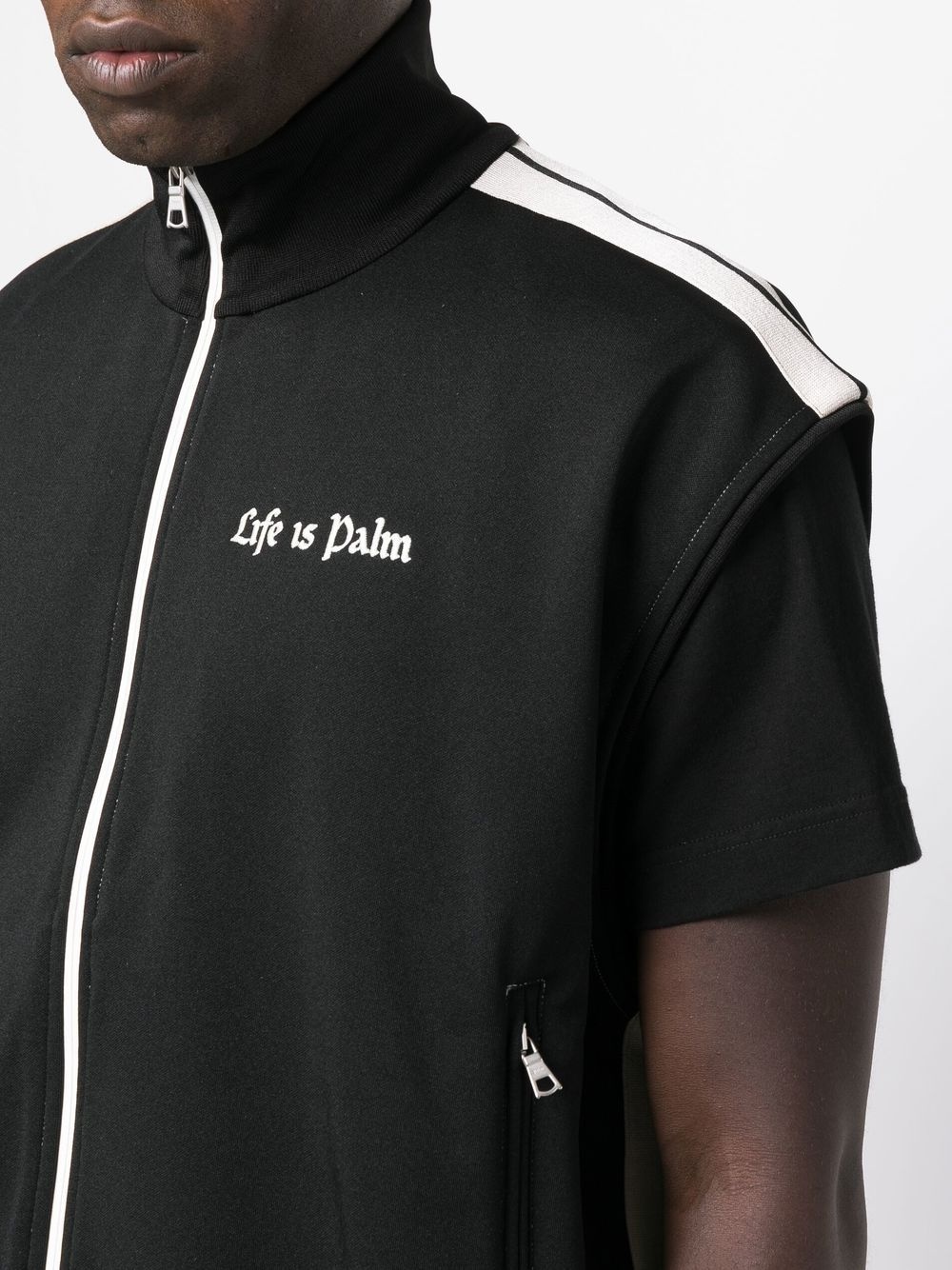 slogan-print sleeveless sport jacket - 5