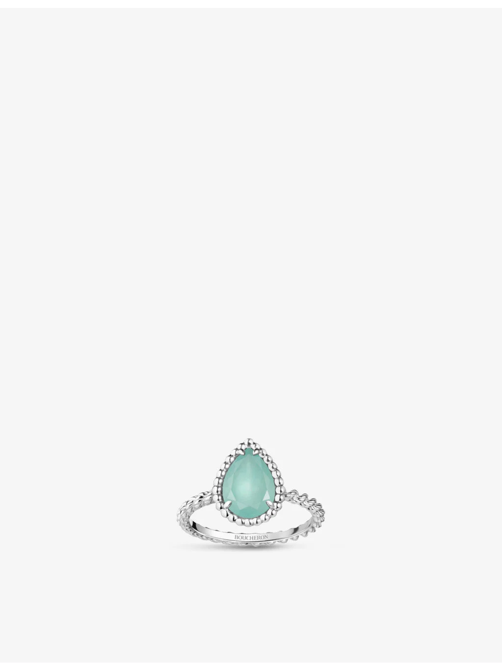 스낵 바 18ct 화이트 골드와 1.16ct 아쿠아프라세 링 - 1