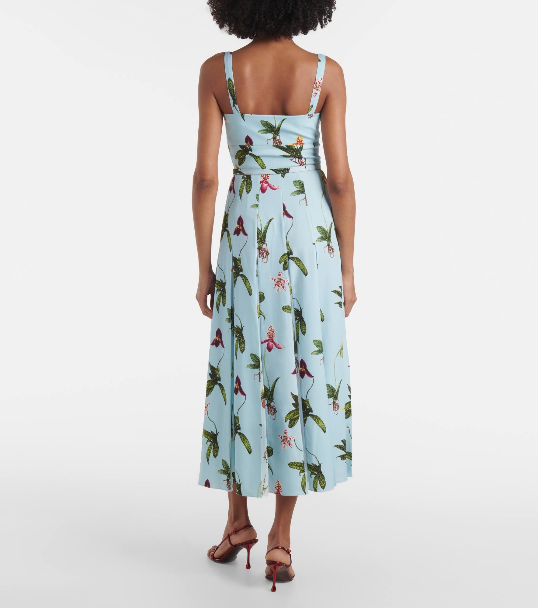 Floral belted cady midi dress - 3