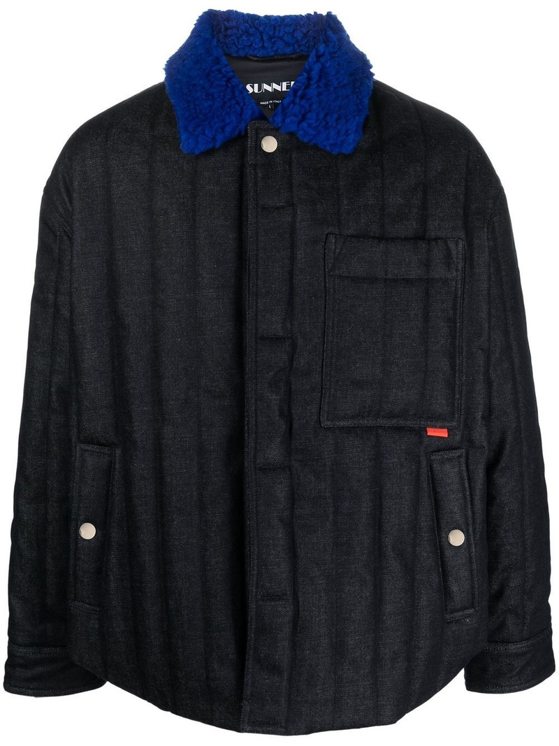 contrast-collar padded jacket 1