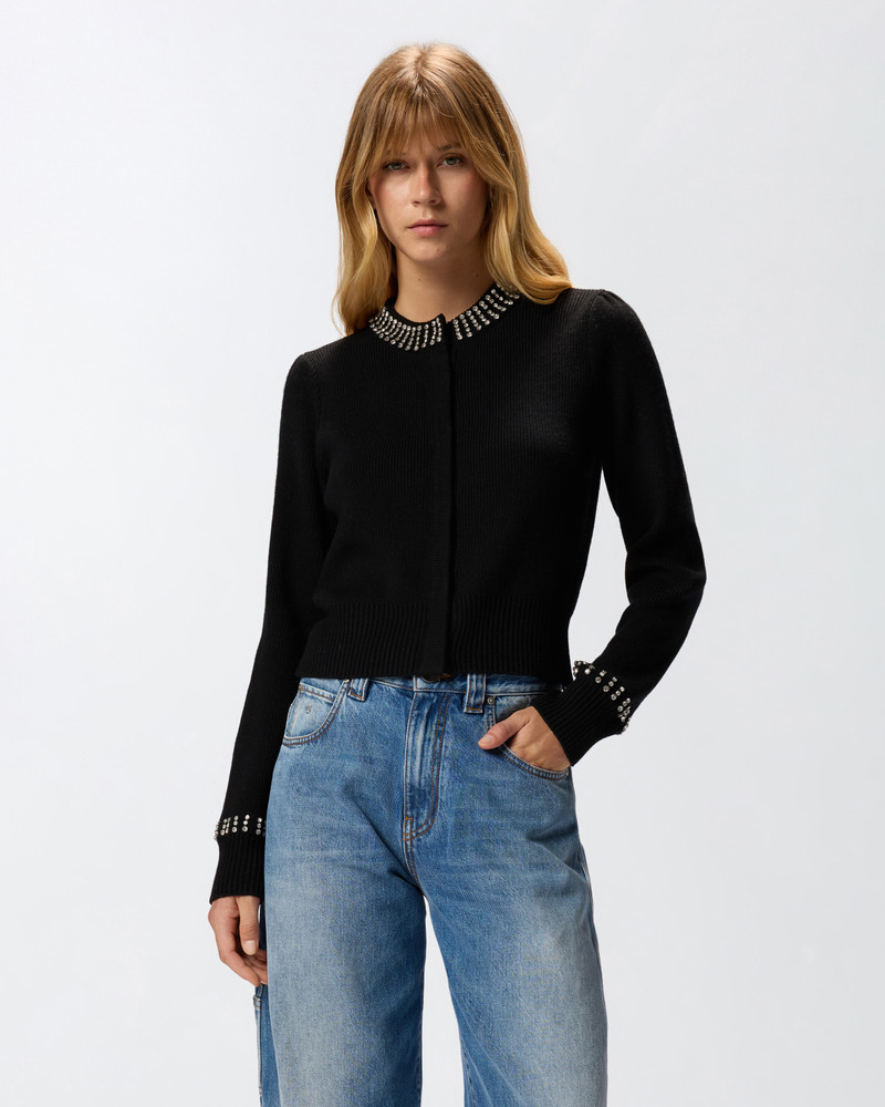 PINKO ROUND-NECK CARDIGAN WITH RHINESTONES outlook