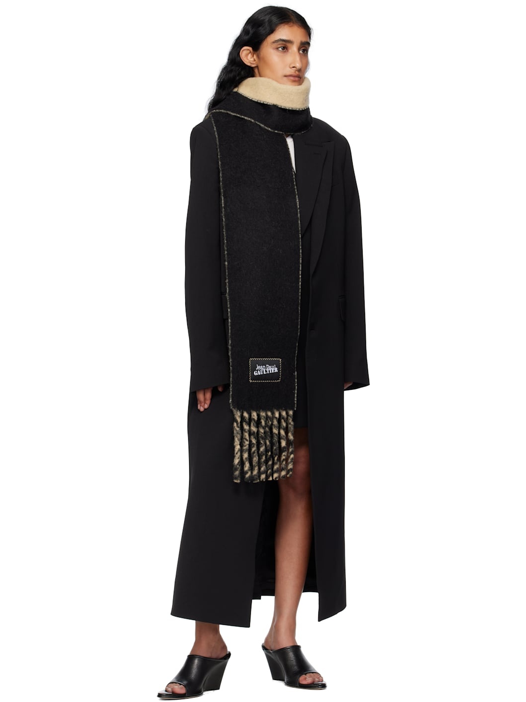 Beige & Black Alpaca Scarf - 3