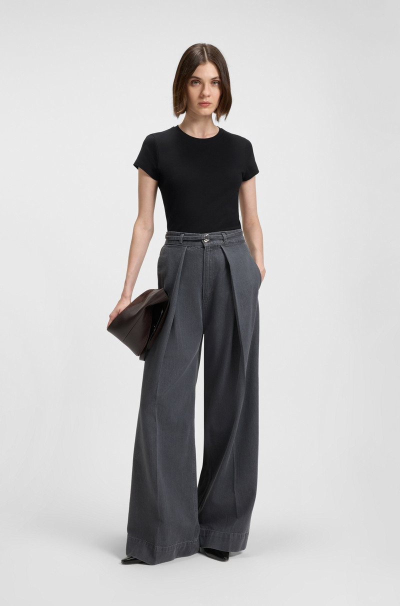 BOSS COTTON-CREPE T-SHIRT WITH LUSTROUS PIPING outlook