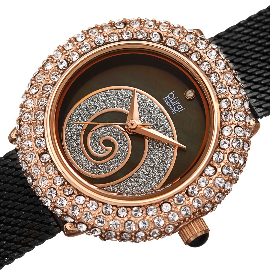 Burgi - Burgi Swirl Quartz Diamond Black Dial Ladies Watch BUR259BK - 2