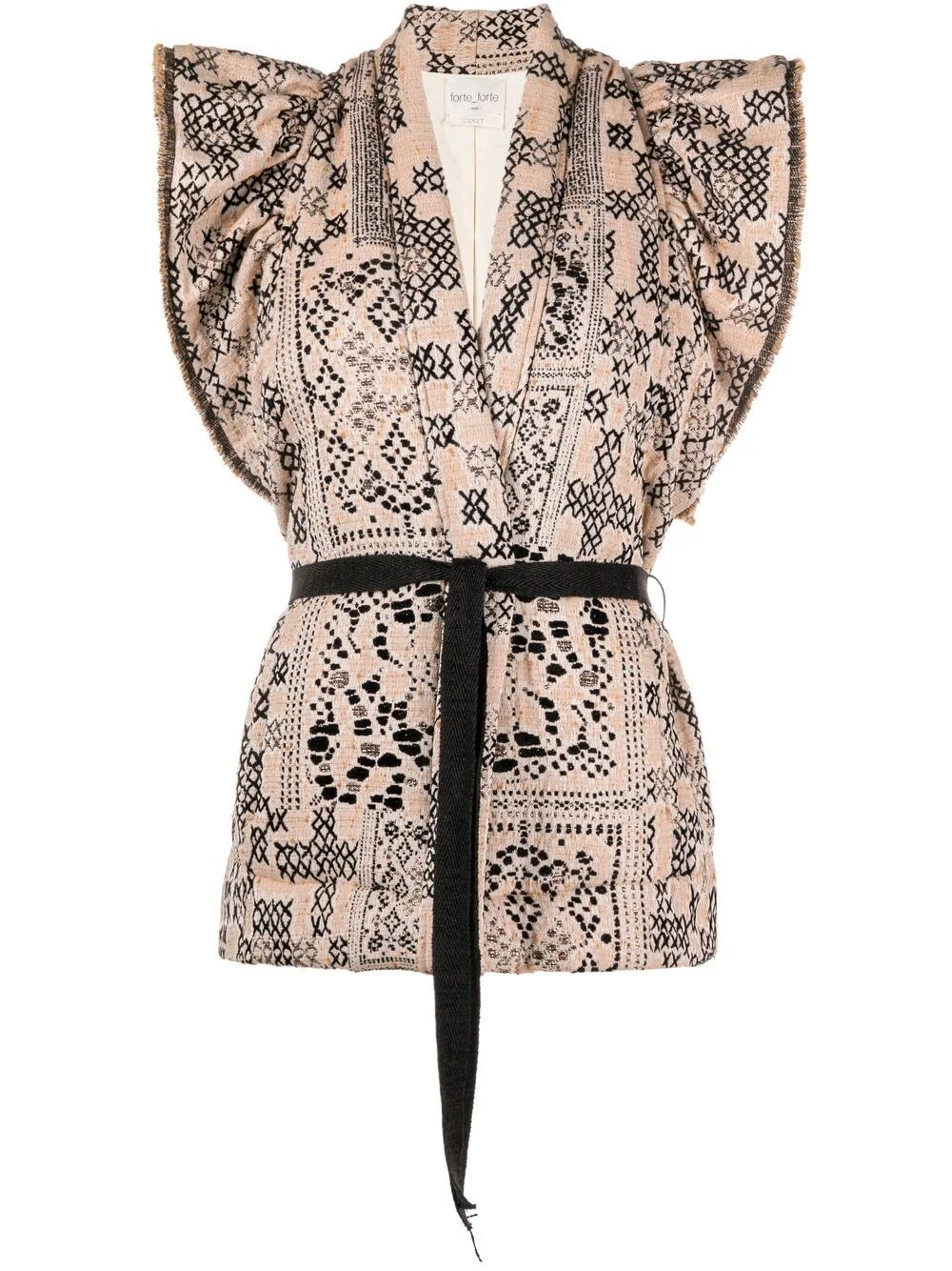 abstract pattern short-sleeved jacket - 1