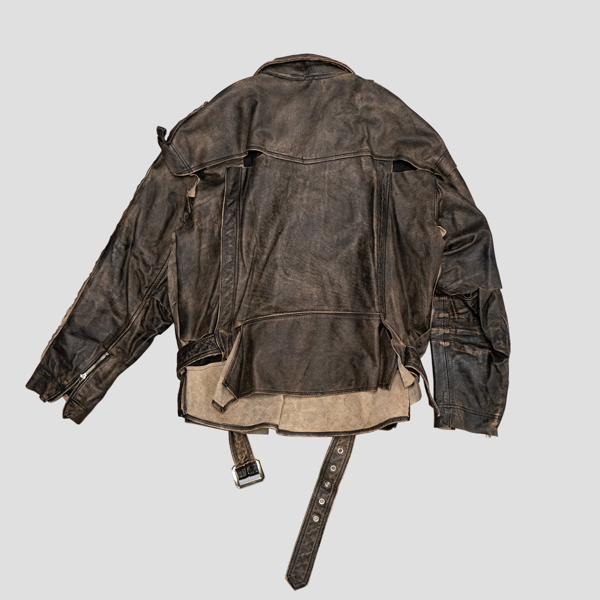DISTRESSED BIKER LEATHER JACKET - 5