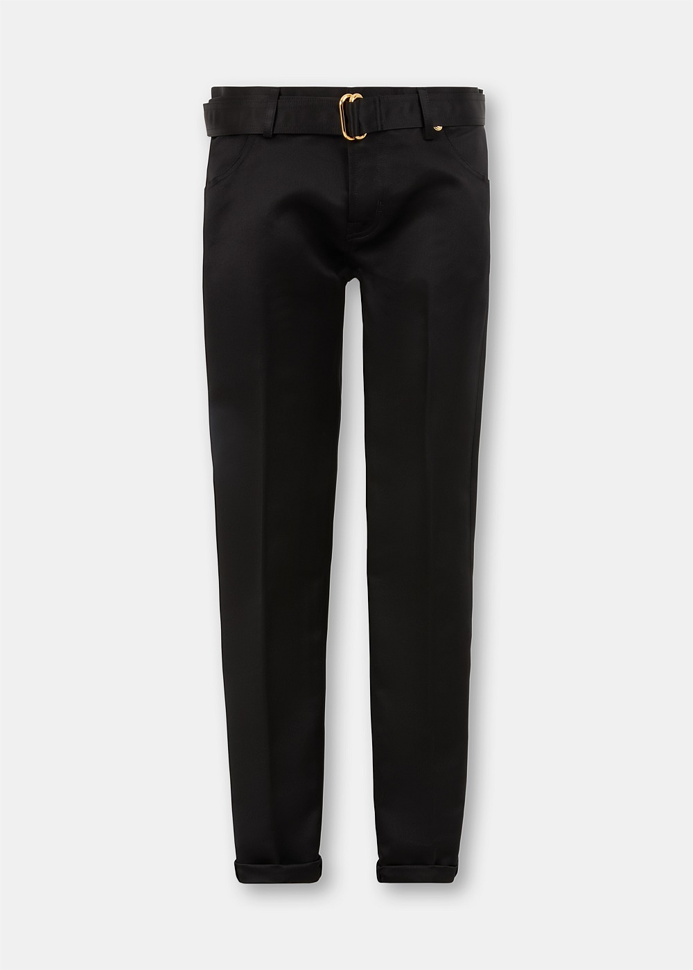 Black Silk Duchesse Boyfriend Pants - 1