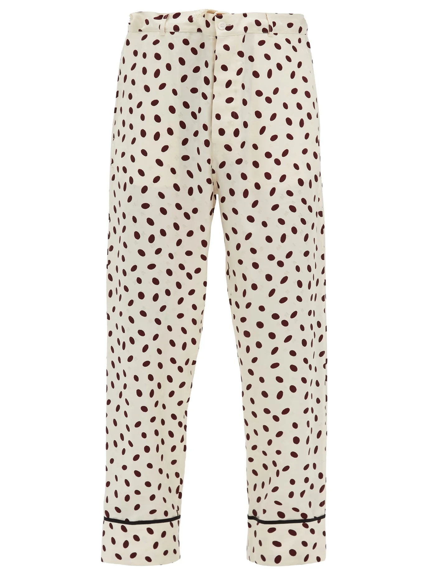 Polka-dot logo-jacquard satin trousers - 1