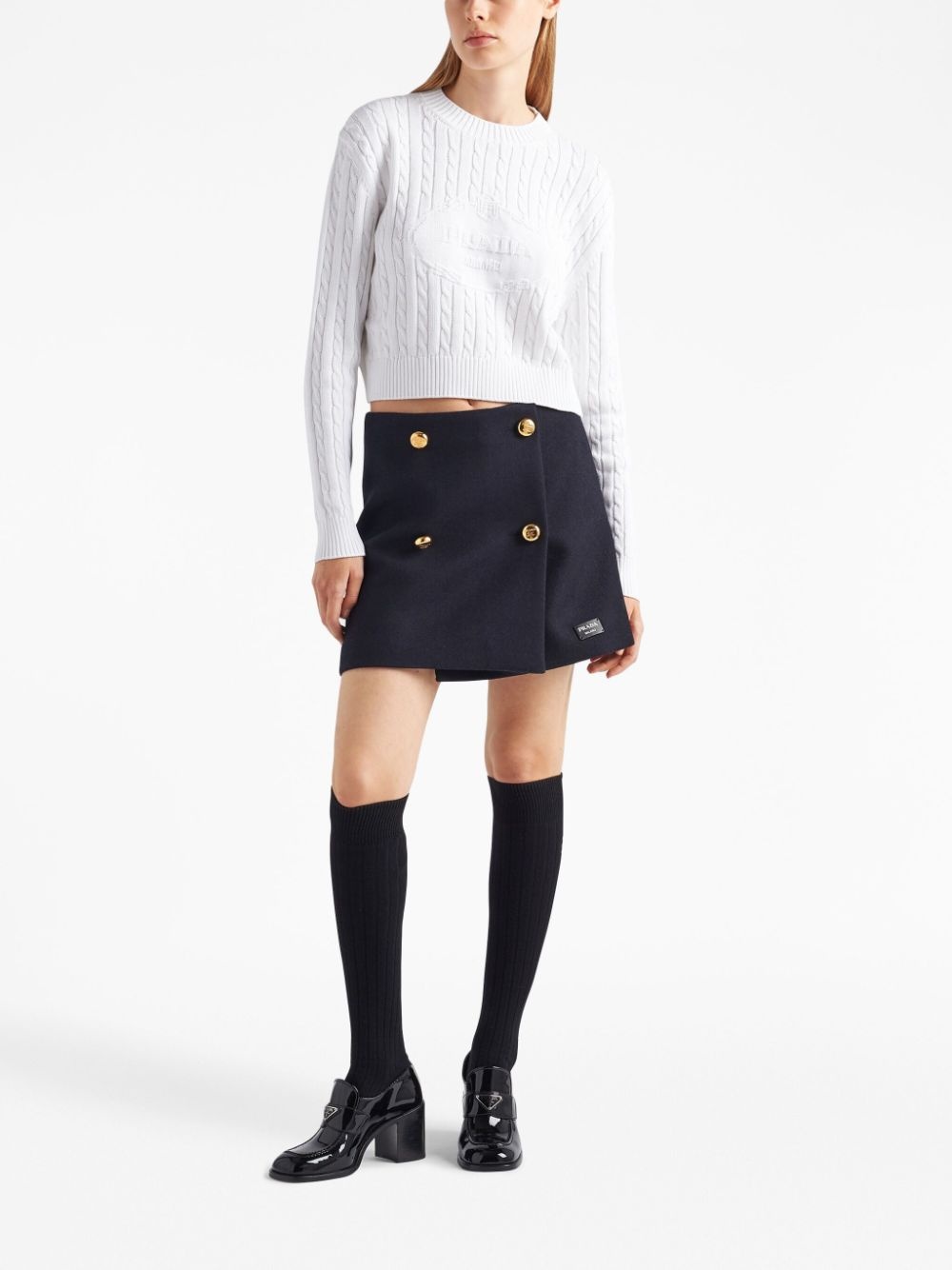 intarsia-logo cropped jumper - 2