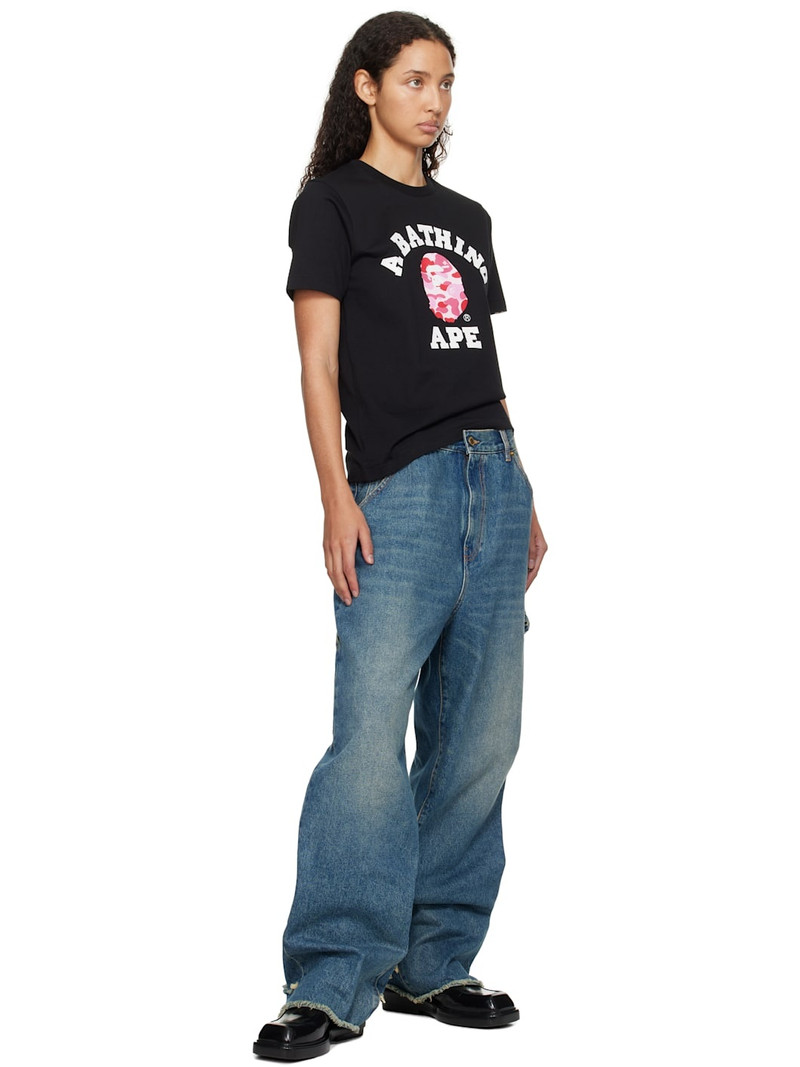 A BATHING APE® Black ABC Camo College T-shirt outlook