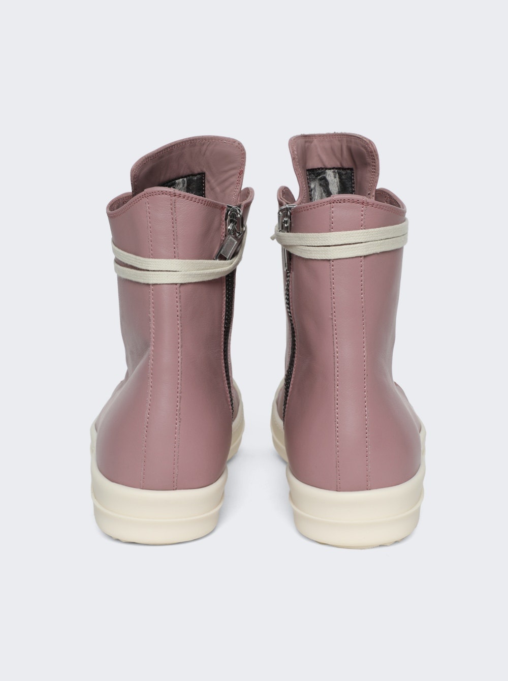 Rick Owens Scarpe In Pelle Sneakers Dusty Pink And Milk