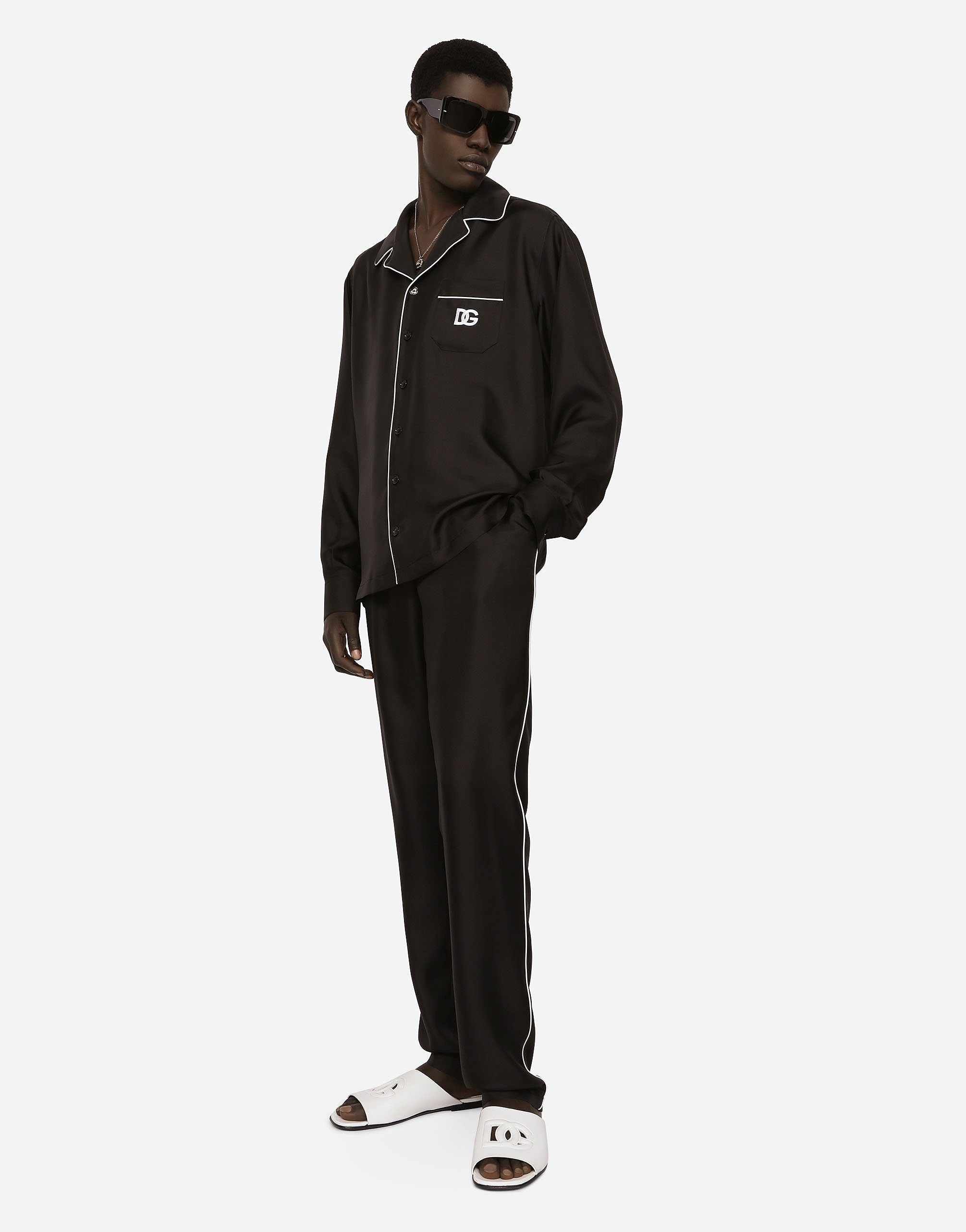 Silk jogging pants with DG embroidered patch - 5
