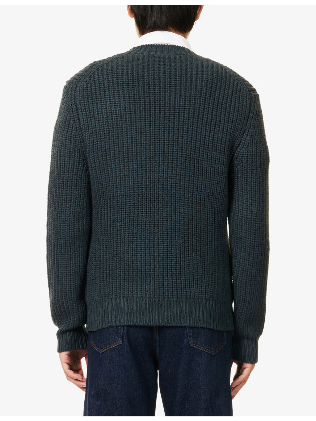 Crewneck Knitted Wool Cashmere Blend Jumper - 4