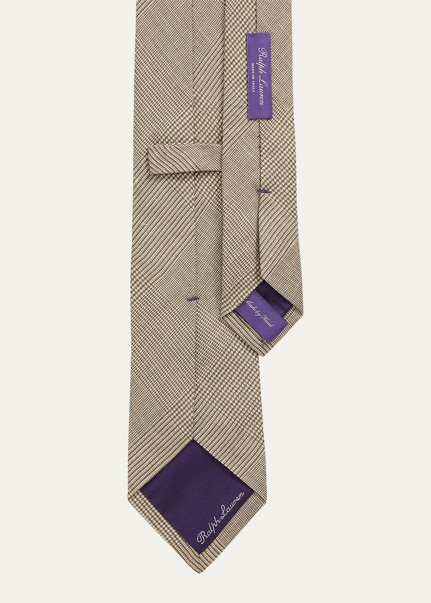Men's Linen and Mulberry Silk Glen Plaid Tie - 3