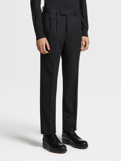 ZEGNA BLACK COTTON AND WOOL DOUBLE PLEAT PANTS outlook