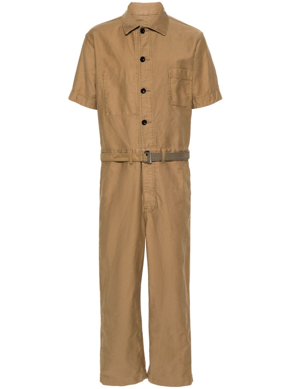 classic-collar belted jumpsuit - 1