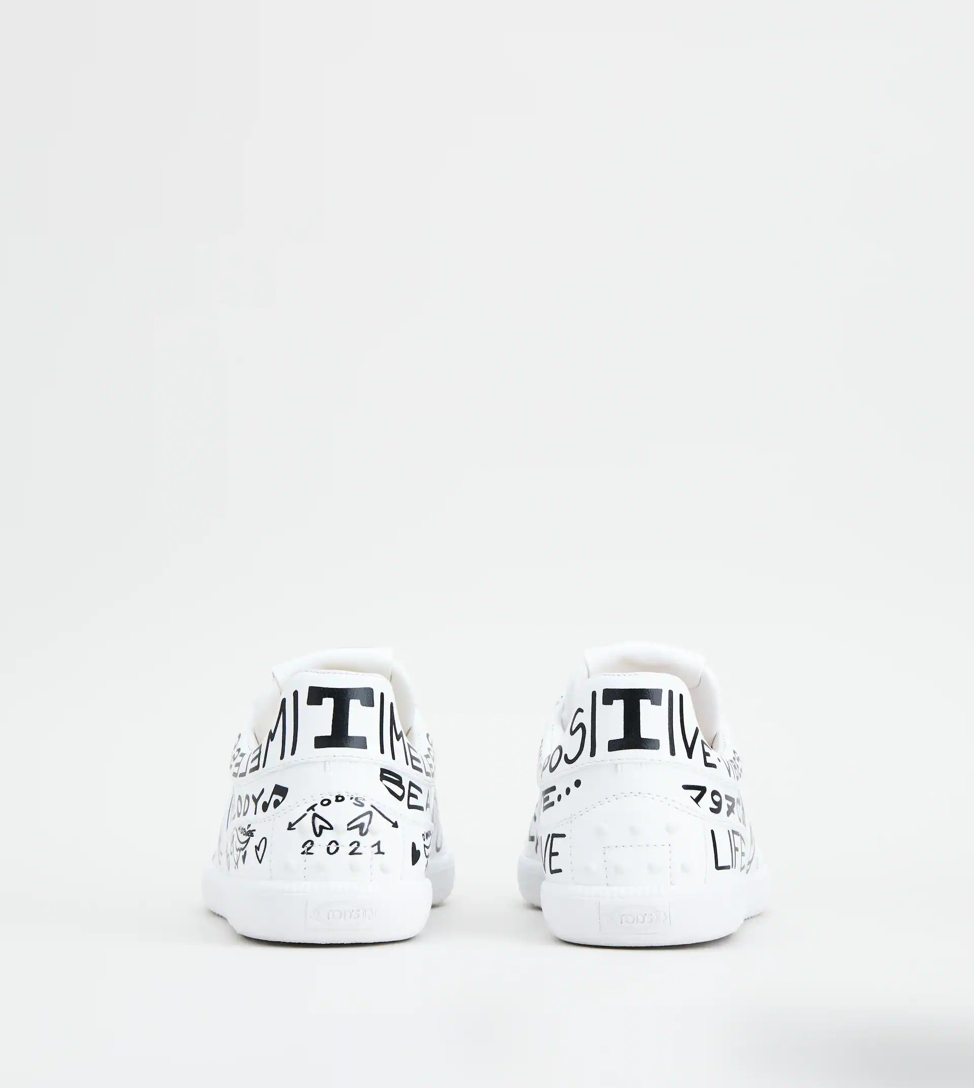 TOD'S TABS SNEAKERS IN LEATHER - WHITE, BLACK - 2
