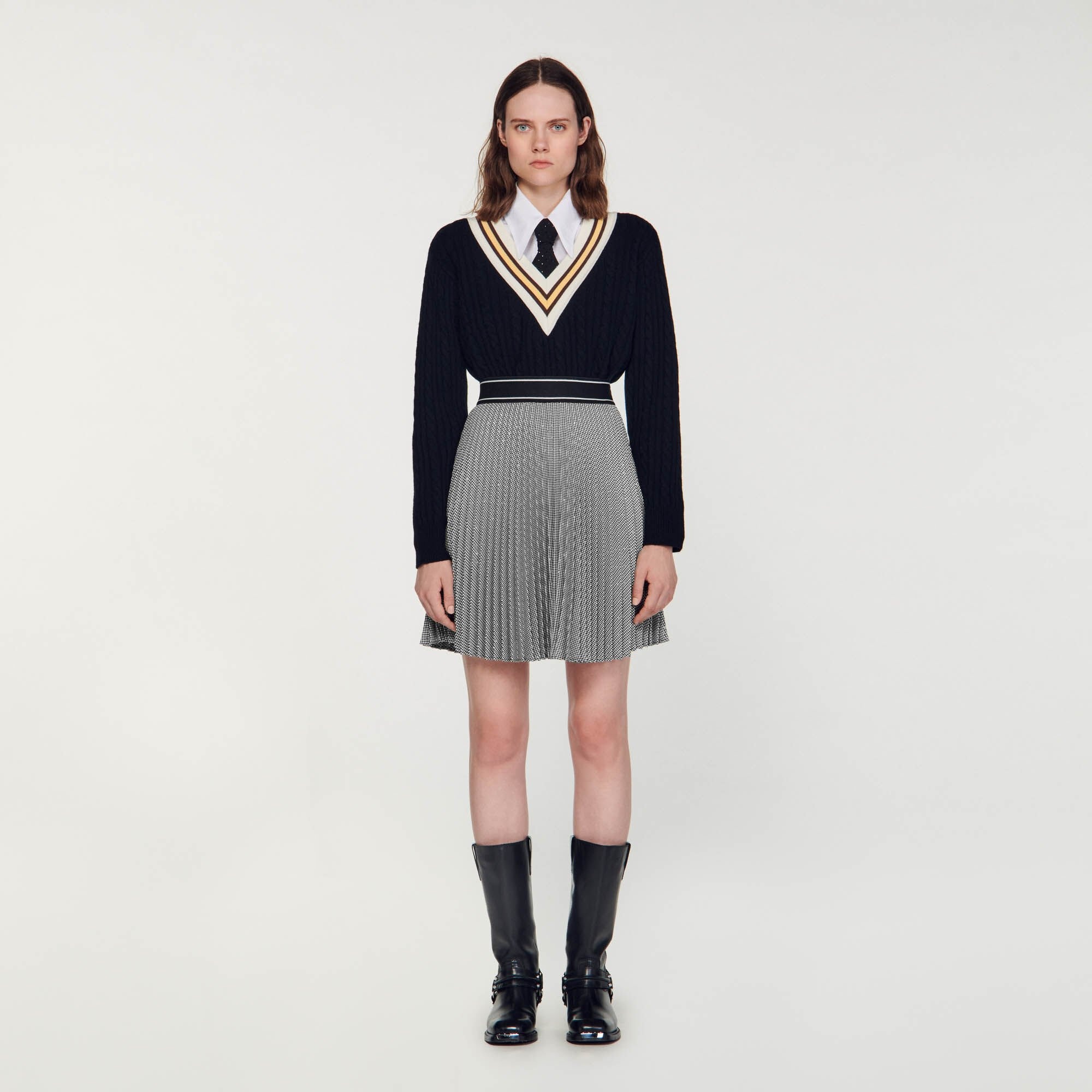 SHORT PLEATED SKIRT WITH RHINESTONES - 3
