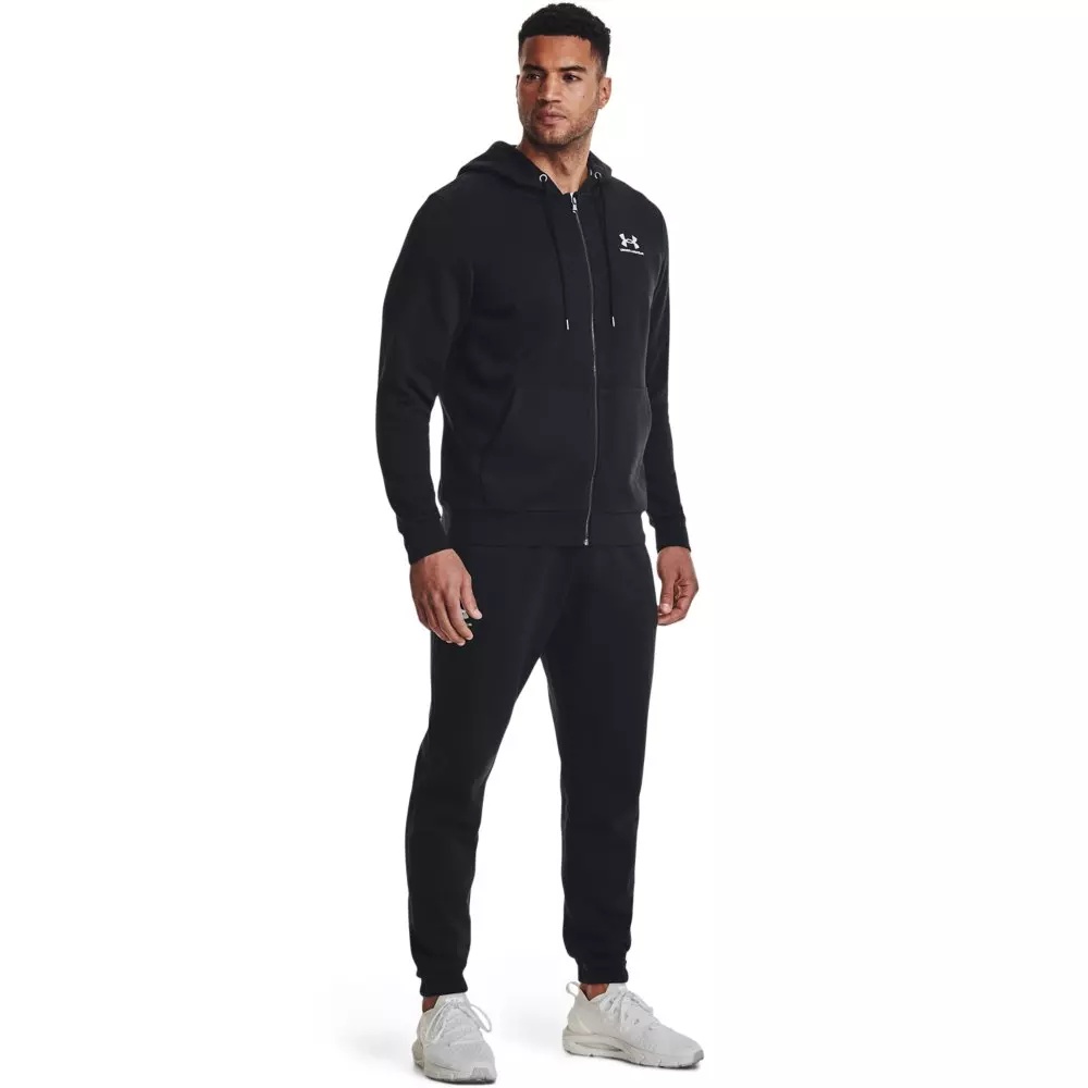 Men's Essential Fleece Full-Zip Hoodie-Black - 3