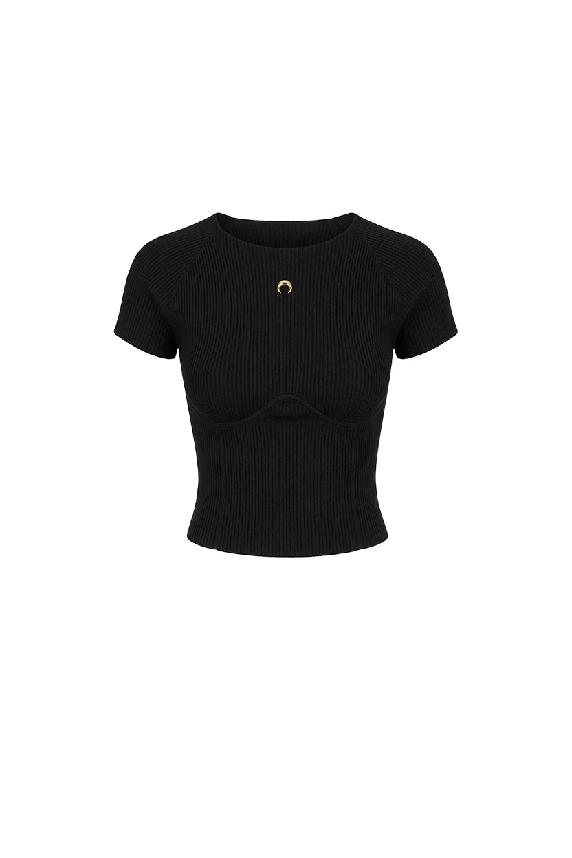 Knit short sleeves top - 1