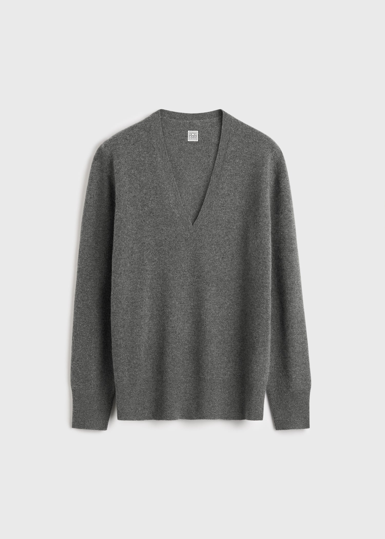 Cashmere v-neck knit charcoal - 1