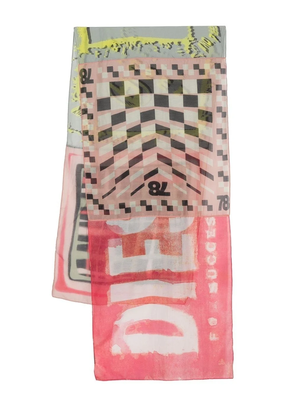 semi-sheer abstract-print logo scarf - 1