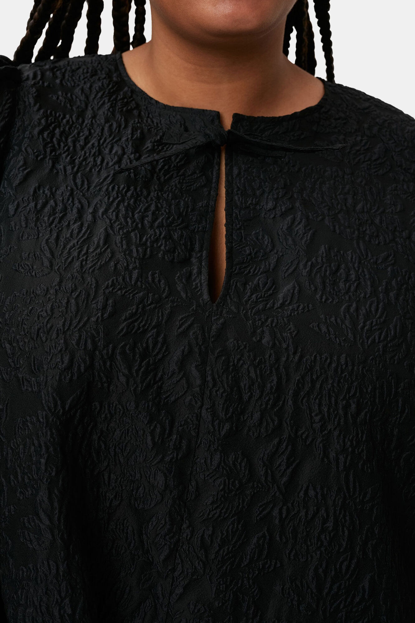 BLACK JACQUARD ORGANZA MINI DRESS - 6