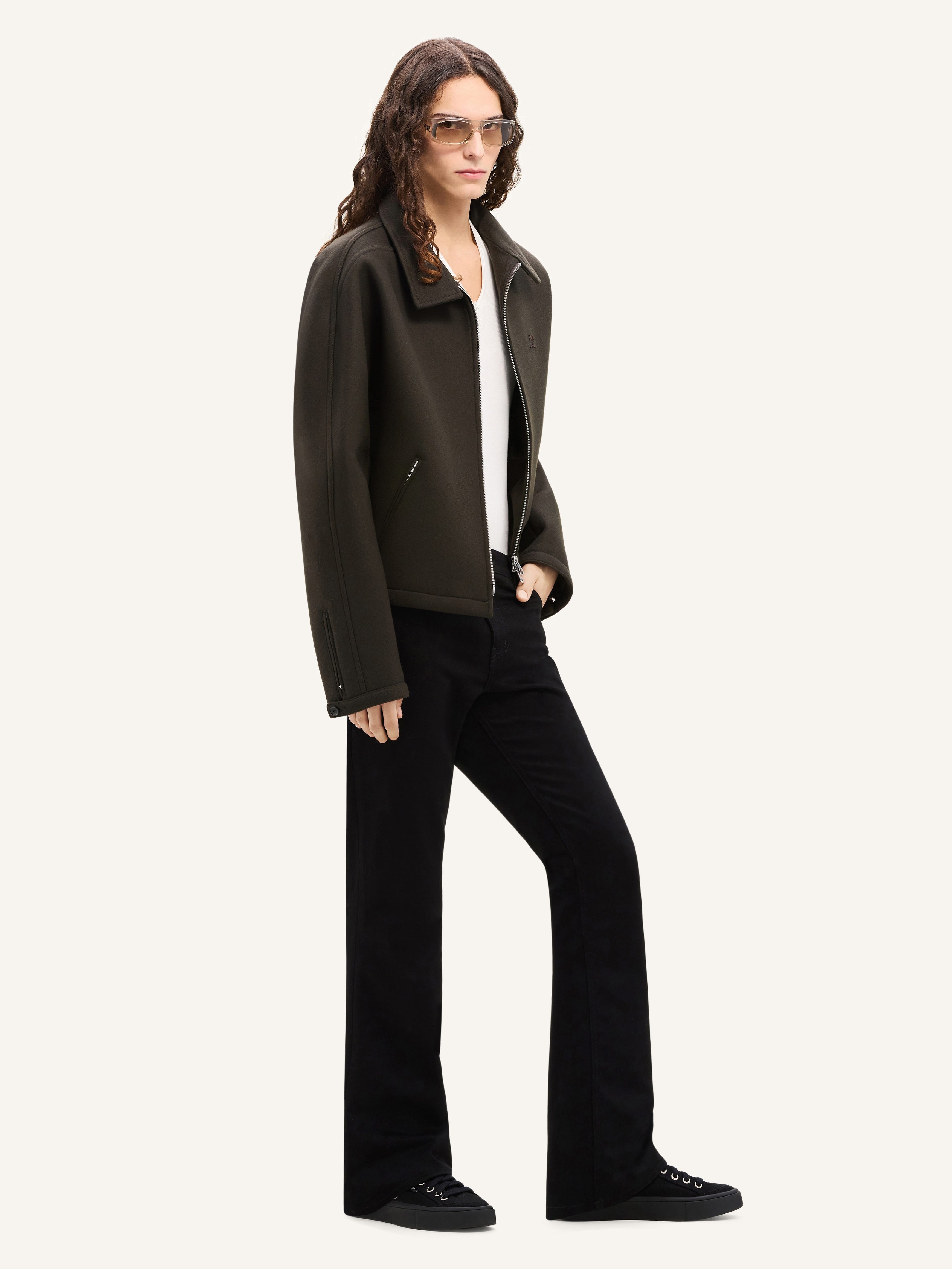 ZIPPED WOOL BOMBER JACKET - 3