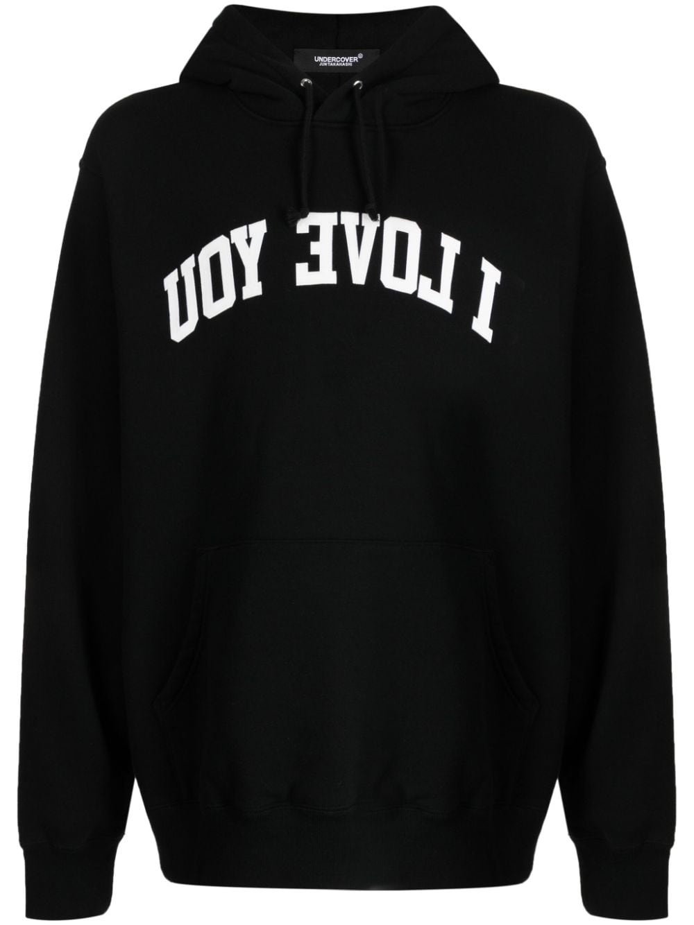 slogan-print drawstring hoodie - 1