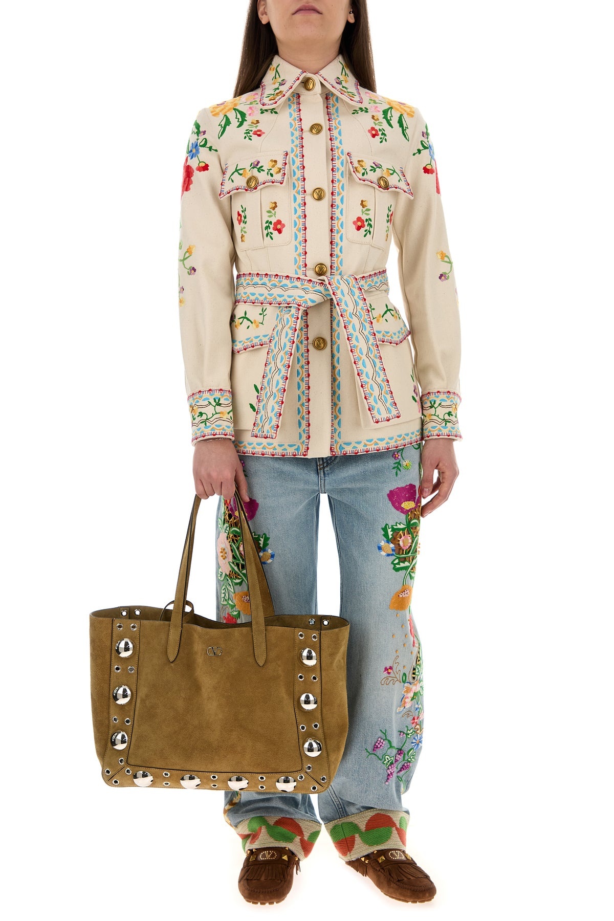 Embroidered denim blazer - 6