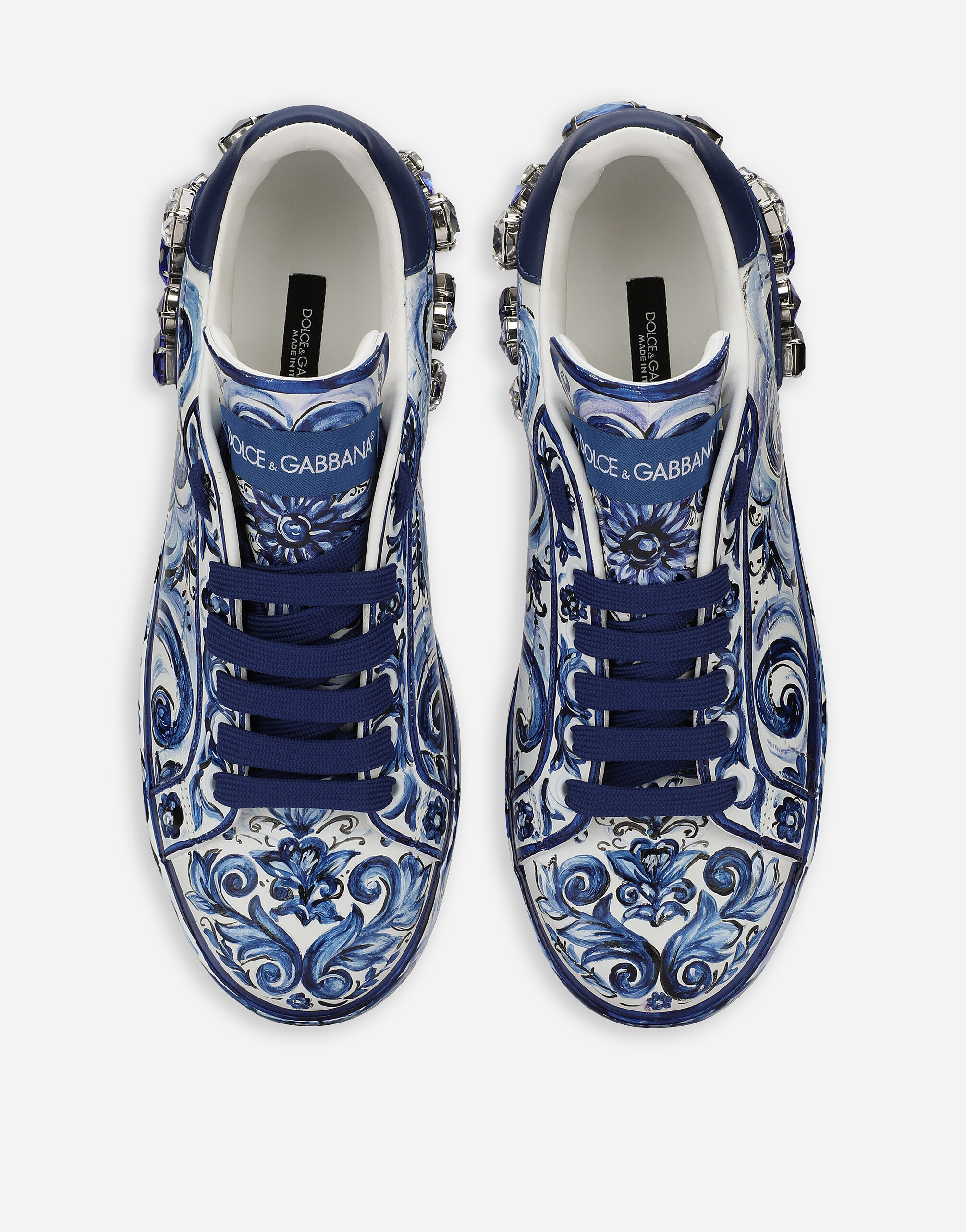 Majolica-print calfskin Portofino sneakers - 4