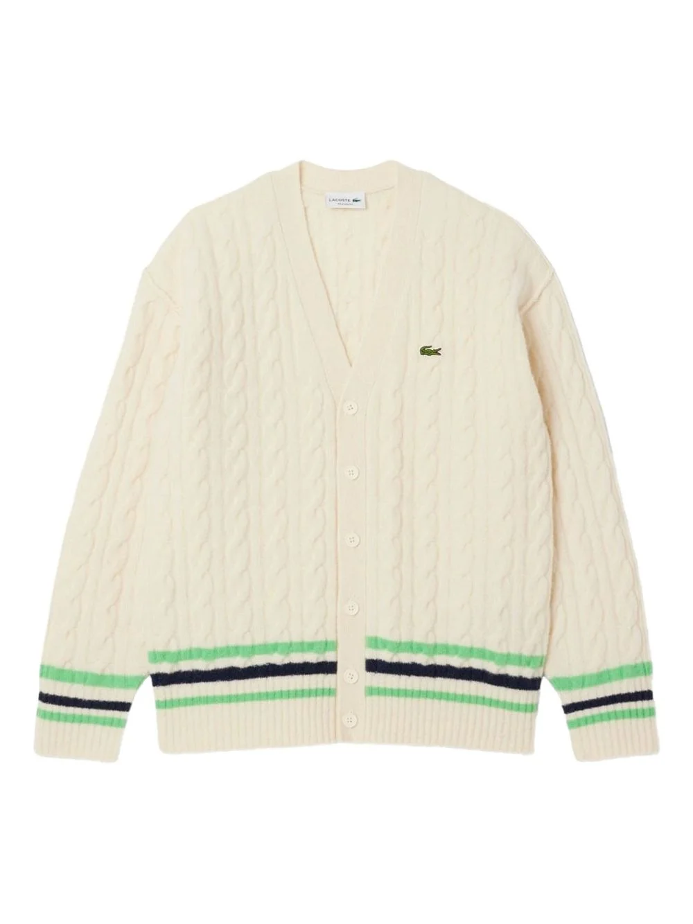 cable-knit stripe-detail cardigan - 1