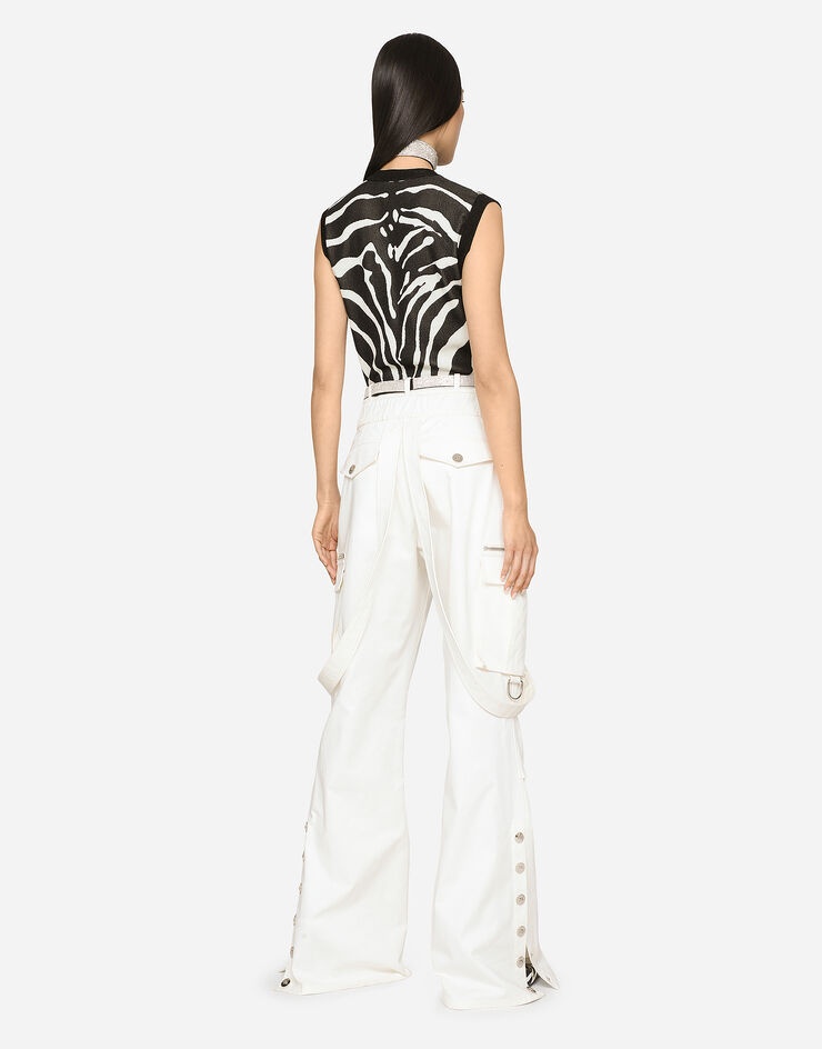 Sleeveless viscose jacquard sweater with zebra design - 2