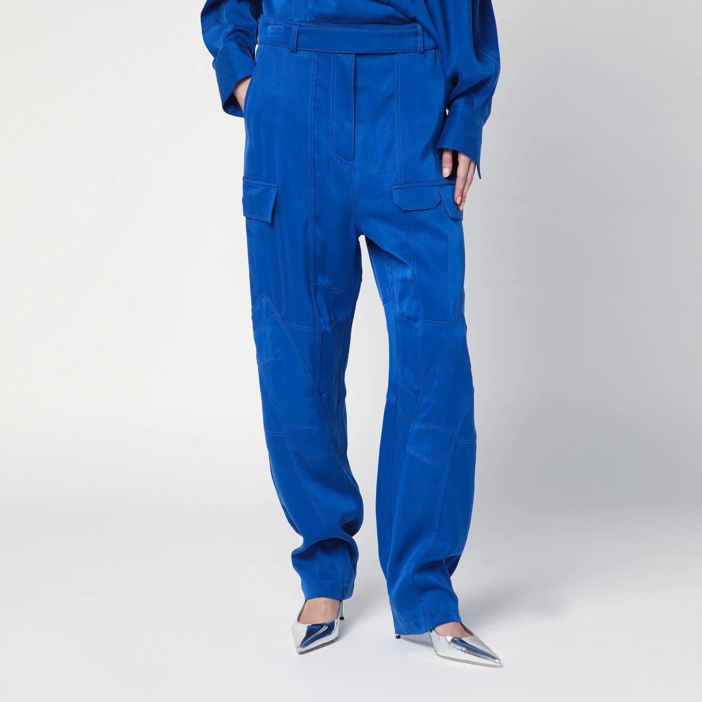 Electric blue cargo trousers - 1