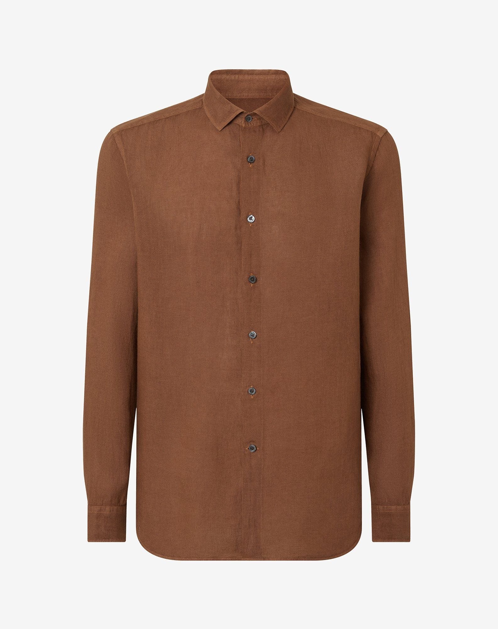 Brown pure linen shirt - 1