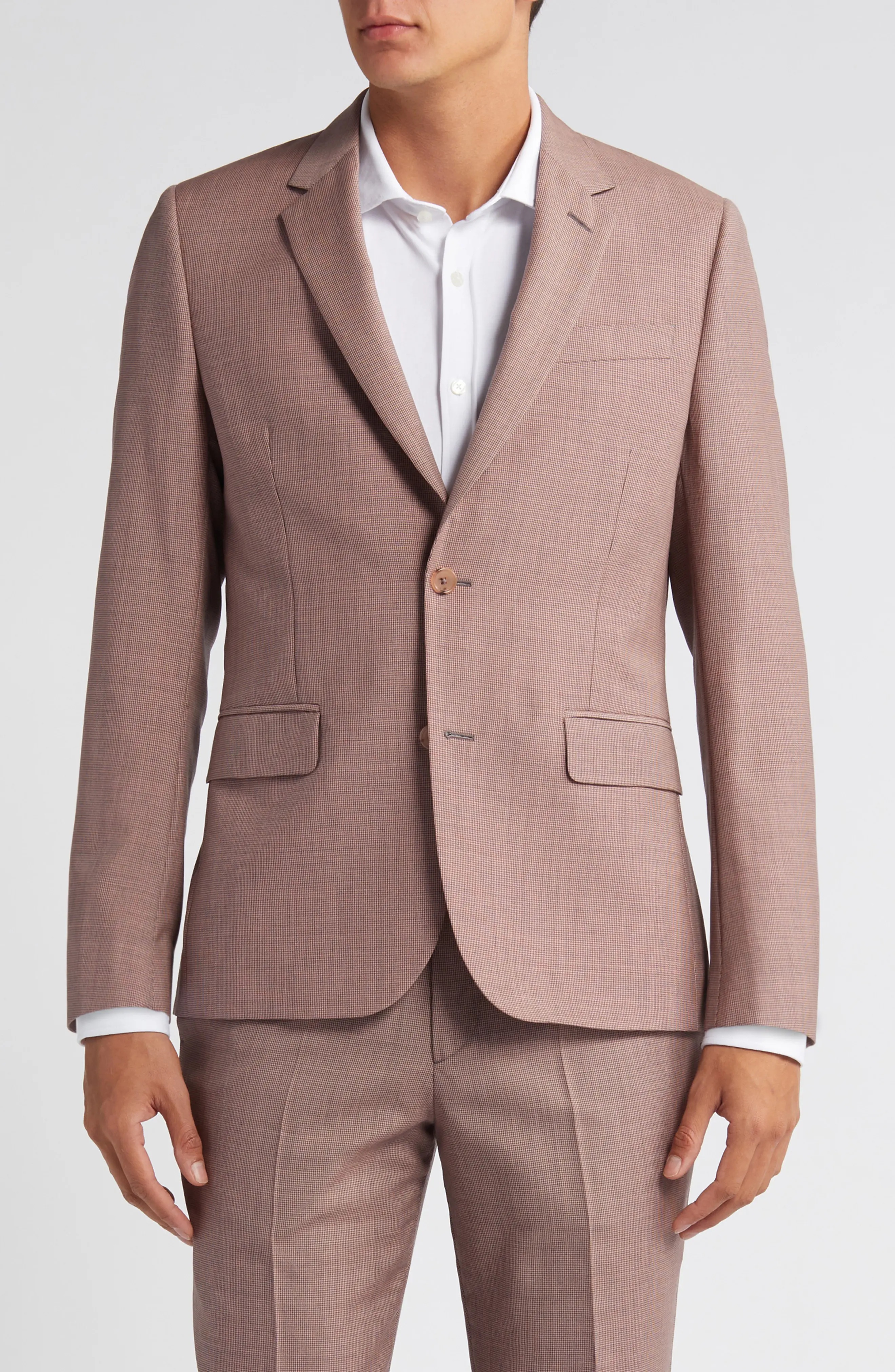Tailored Fit Microcheck Wool & Mohair Suit - 5