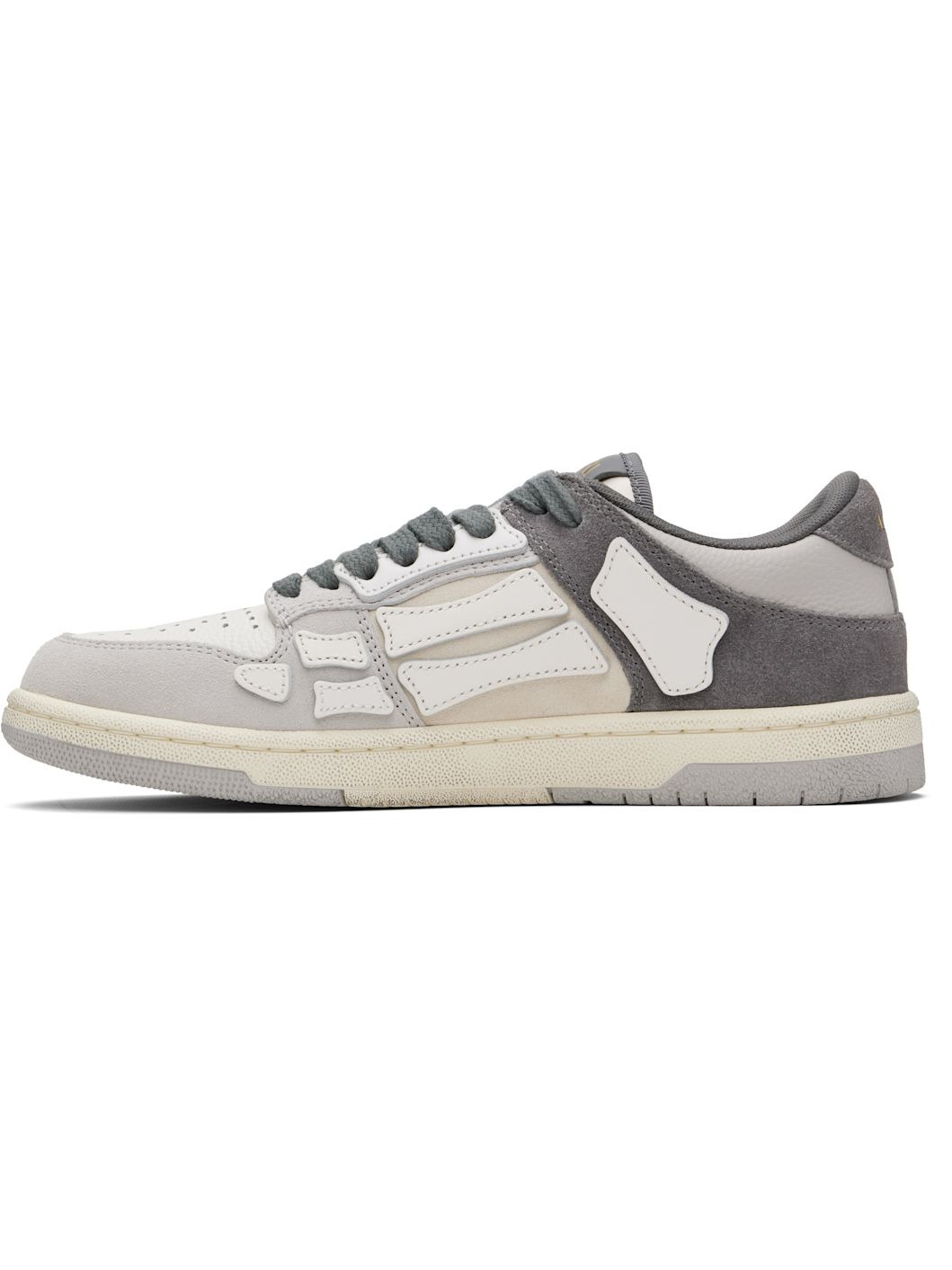 Gray Distressed Skel Top Low Sneakers - 3