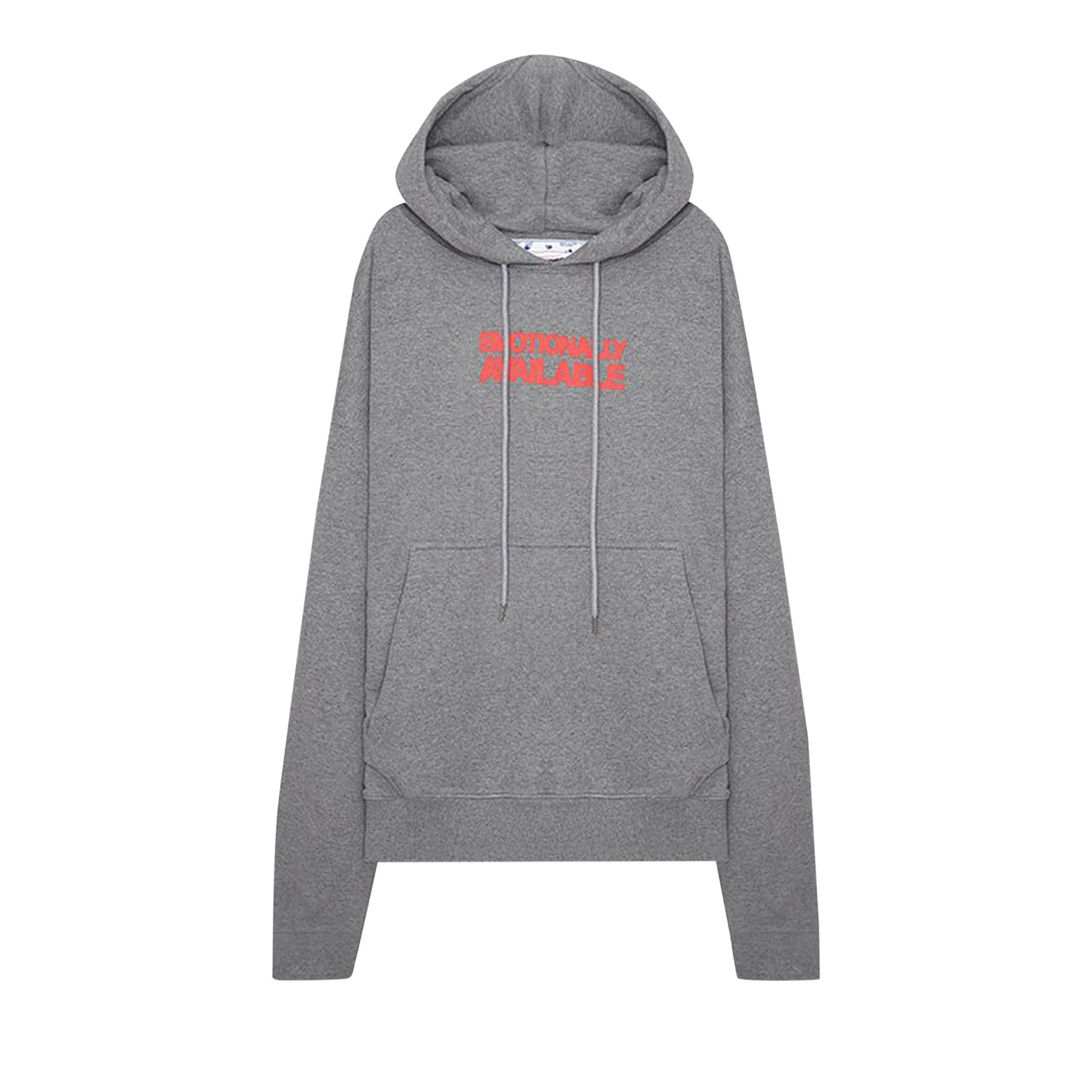 Off-White Slogan Print Hoodie 'Grey' - 1