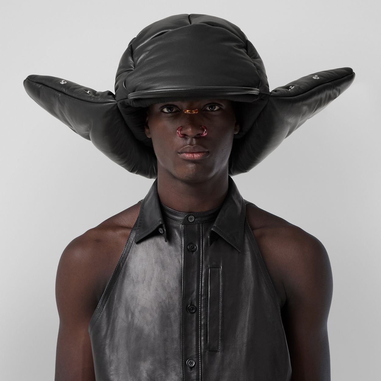 Padded Lambskin Oversized Cap - 8