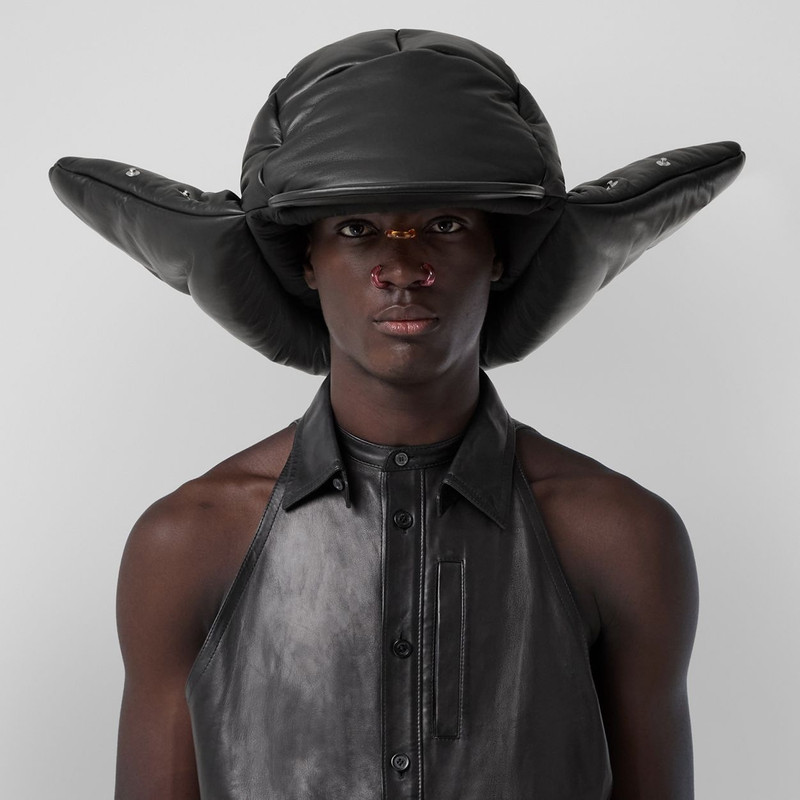 Padded Lambskin Oversized Cap 8