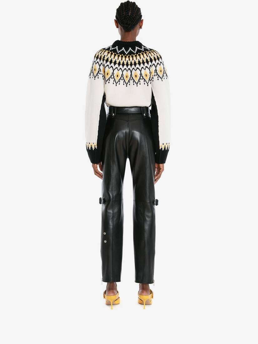 Wool Fair Isle Jumper in Ivory/black - 4