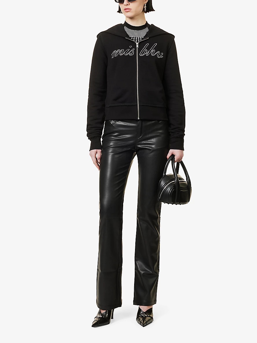 Straight-leg mid-rise leather trousers - 2