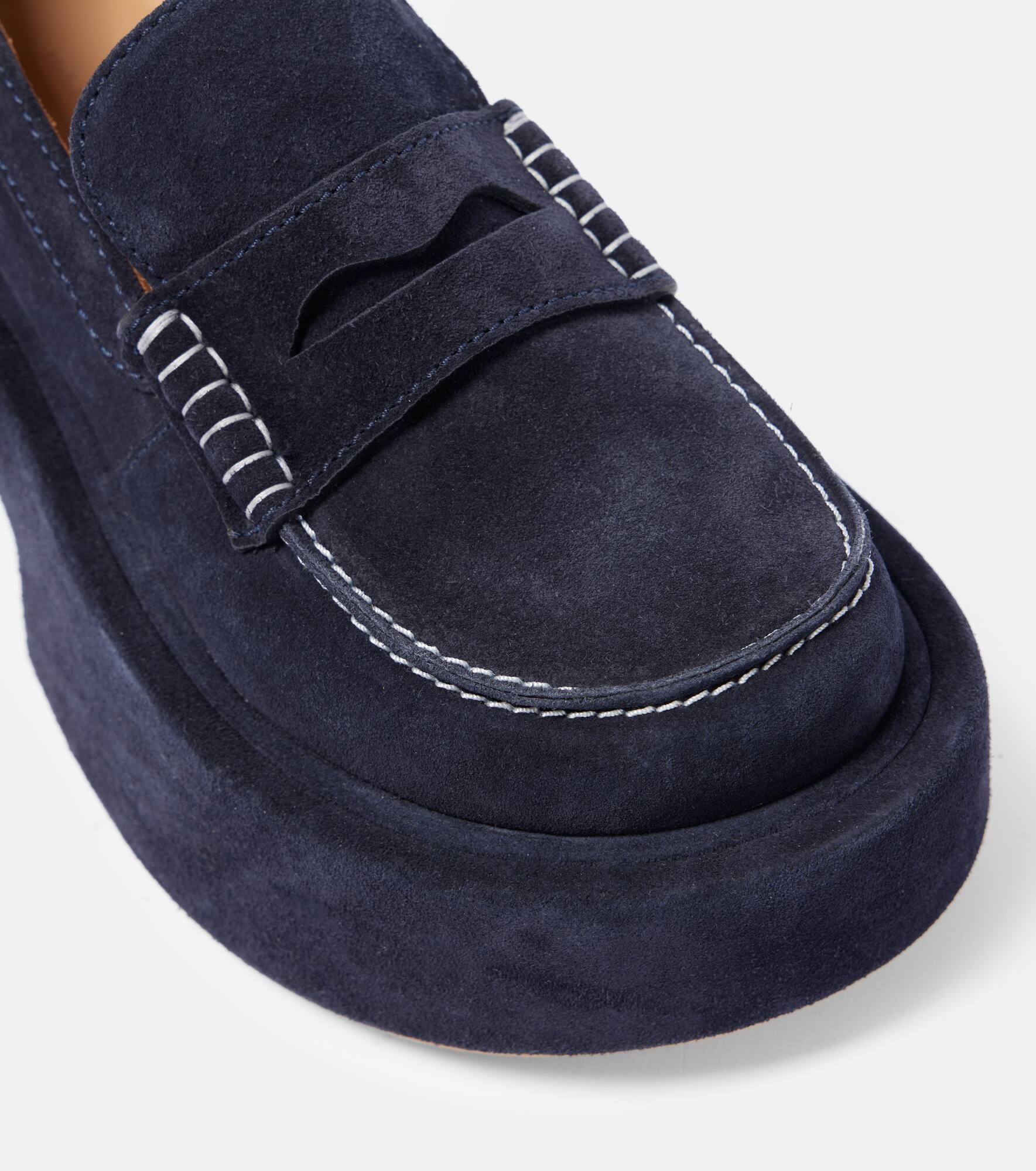 Suede platform penny loafers - 5