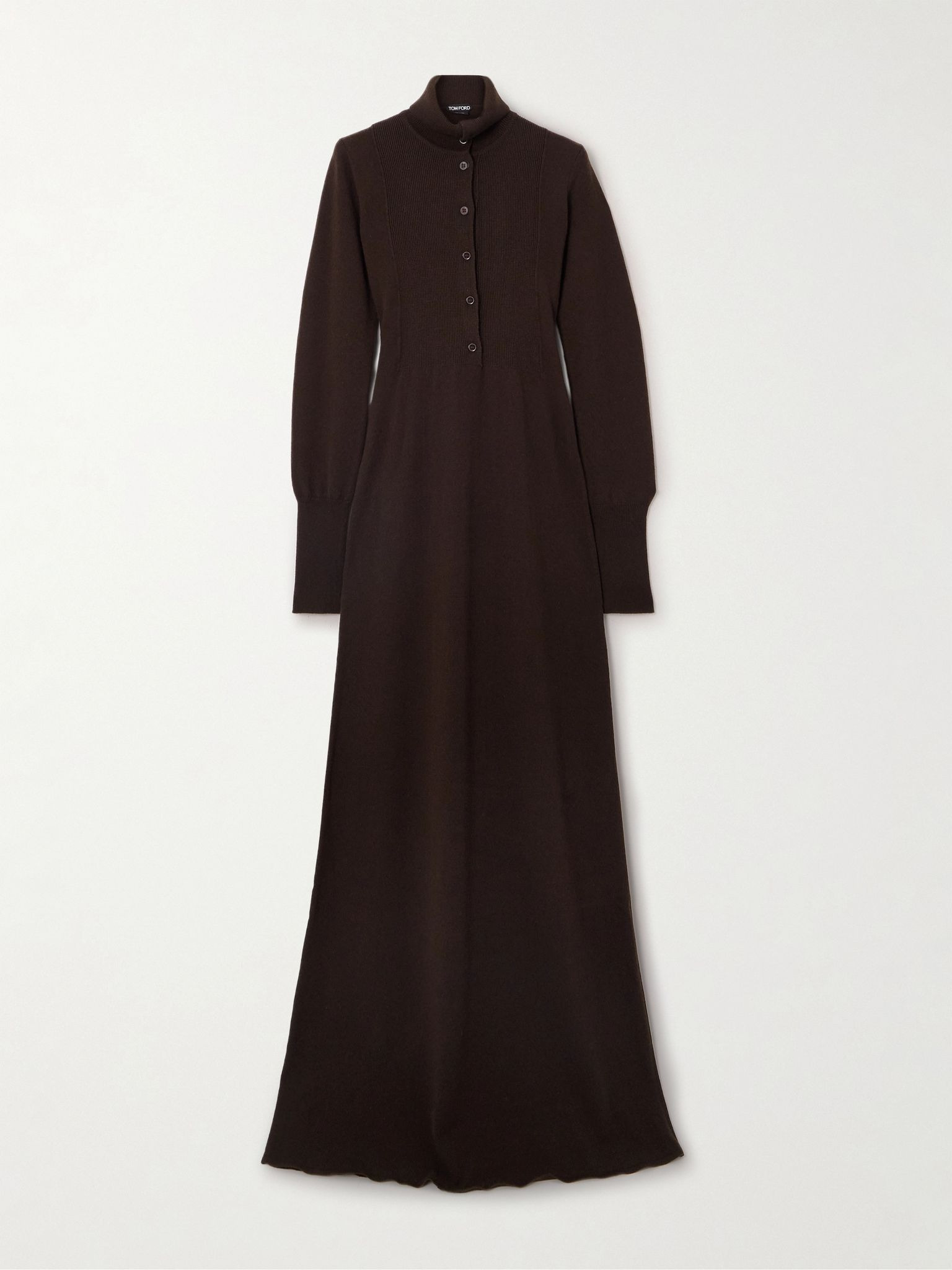 Turtleneck cashmere maxi dress Dark brown - 1