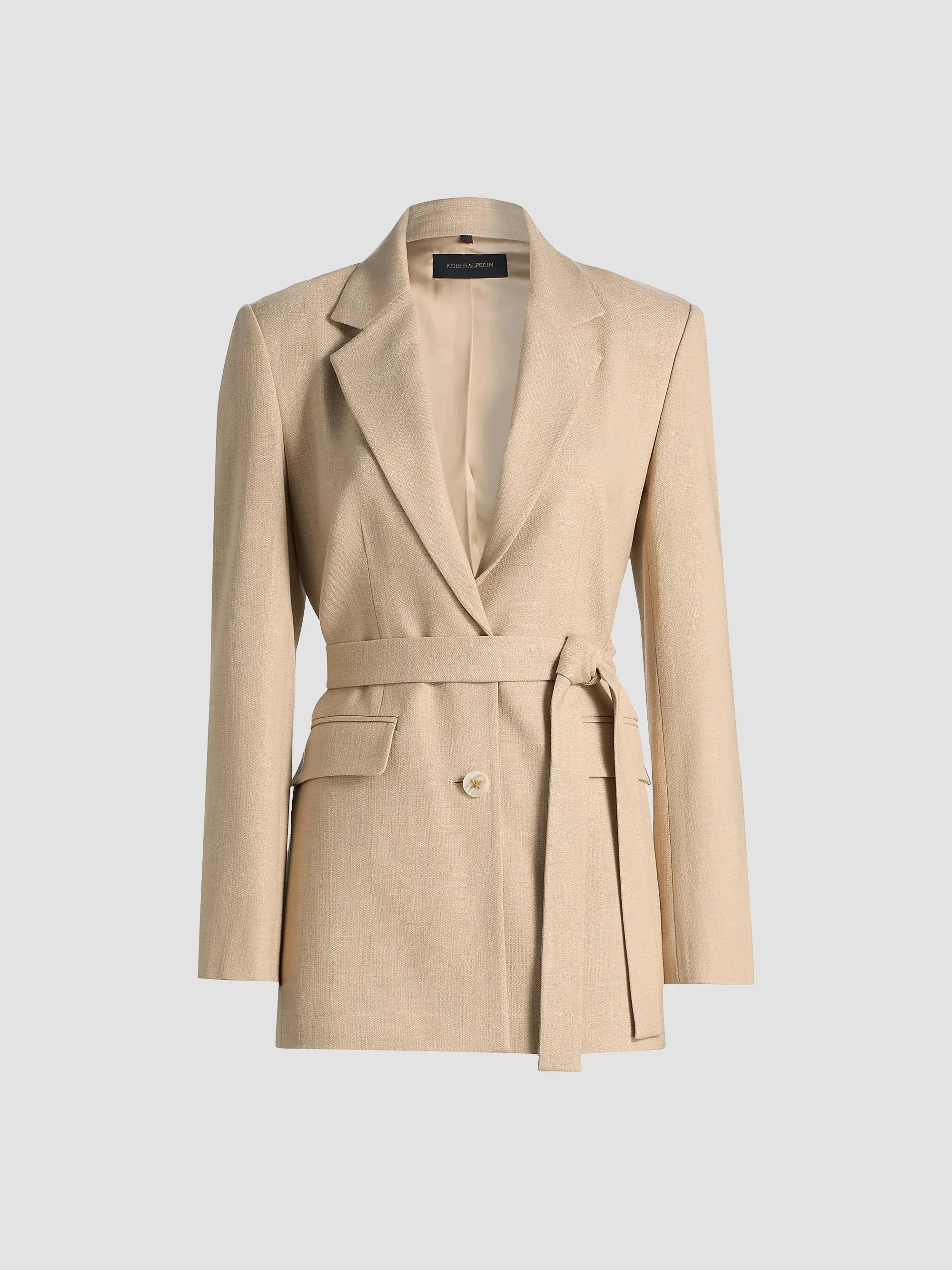 Women's Kyla Belted Blazer - Natural - 1